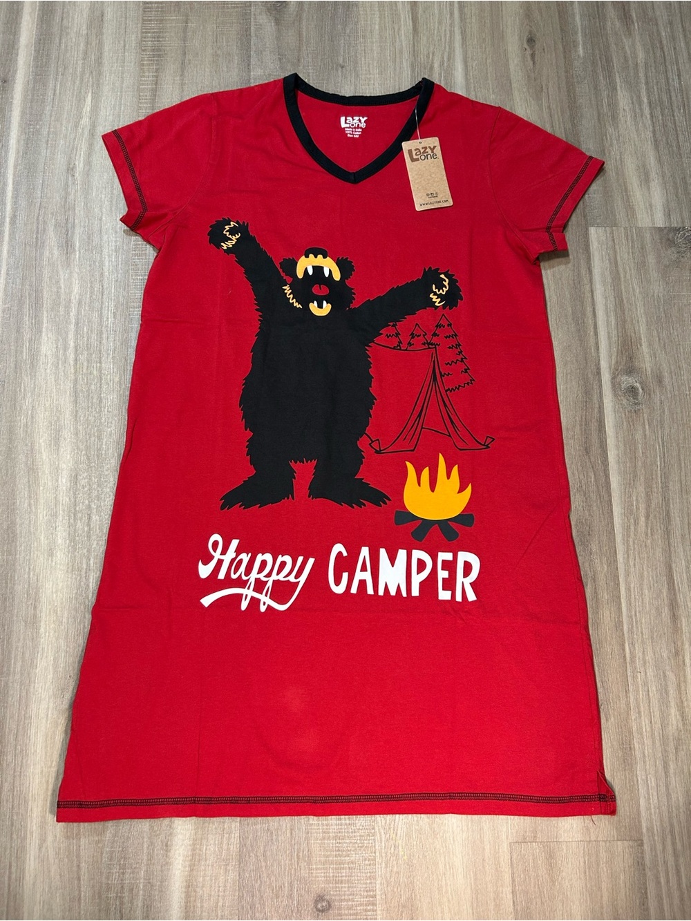 Lazy One Red "Happy Camper" Bear Nightshirt